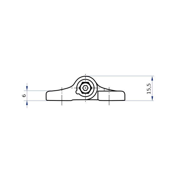 180° Anschraub-Drehmomentscharnier, einstellbar, zweiteilig, bis 6,5 Nm, für M8 [GD-Zn schw/IT/≥ 180°]